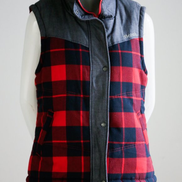 NWT Bench Denim Buffalo Plaid Fleece Lined Vest - Picture 3 of 7